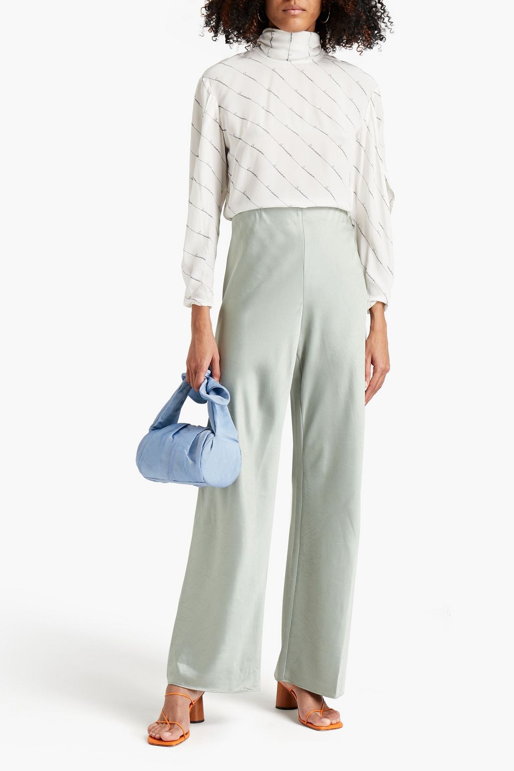 REJINA PYO Jessie cutout printed silk crepe de chine blouse