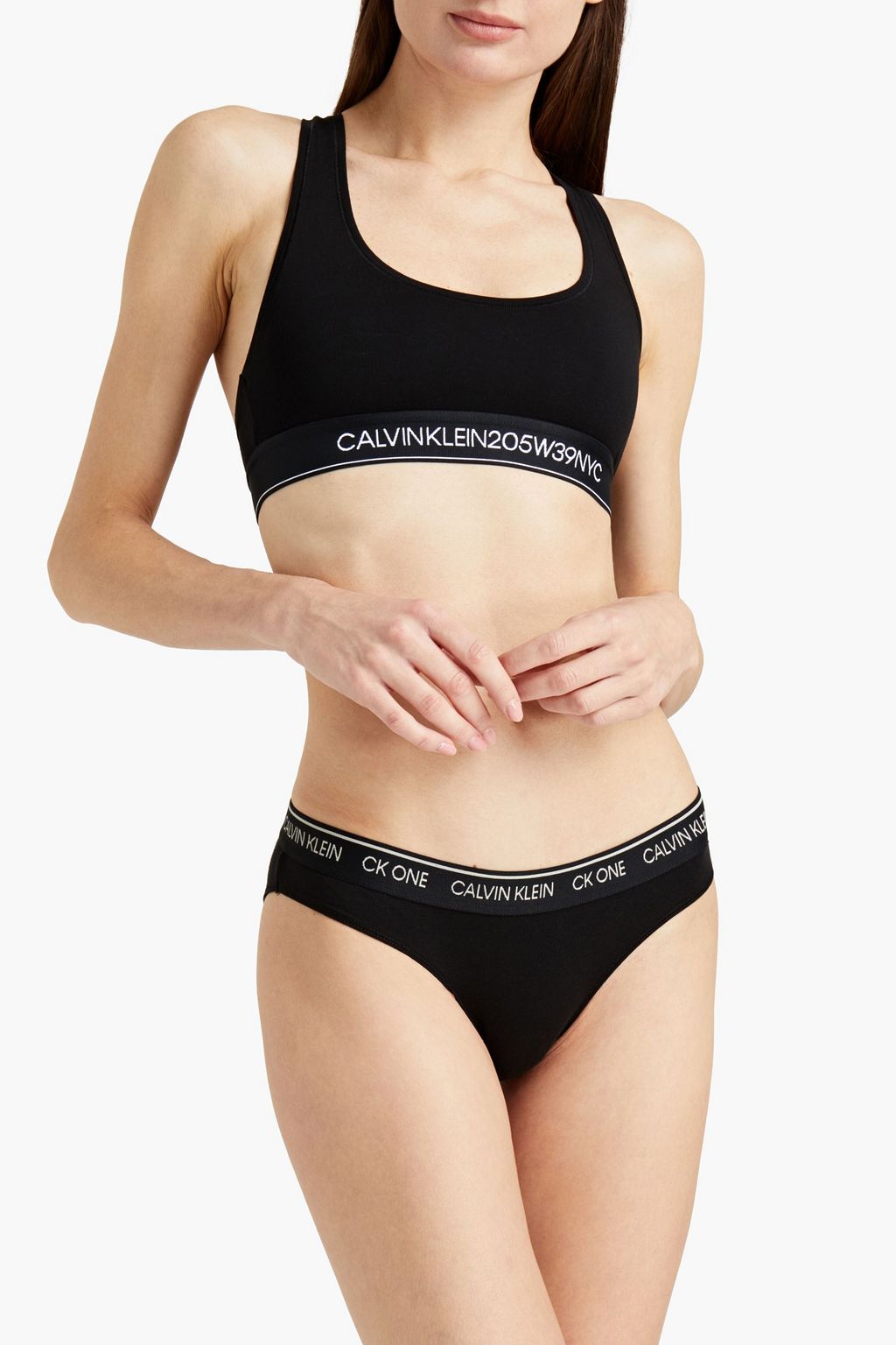 CALVIN KLEIN Cotton-blend jersey sports bra