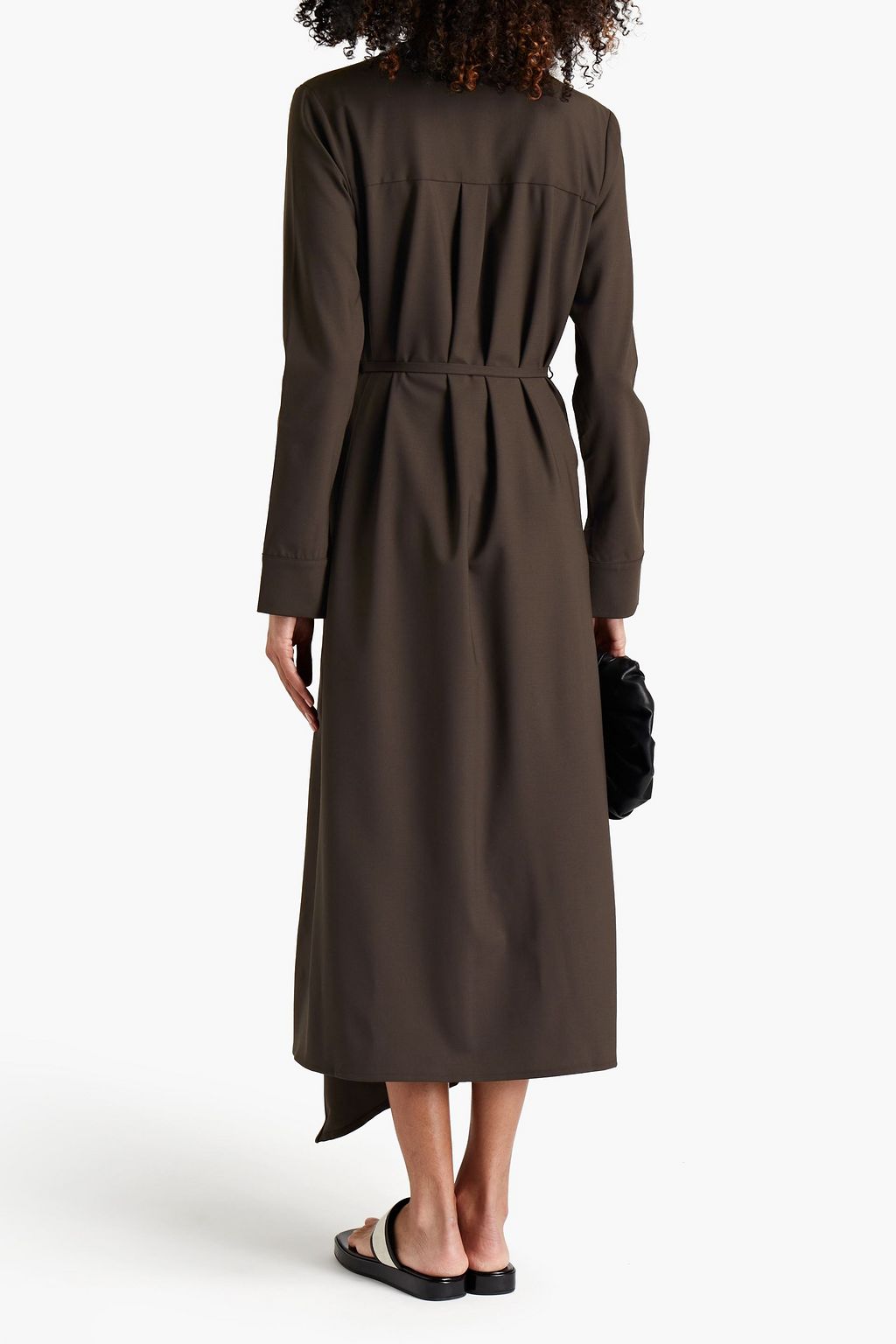 BITE STUDIOS Asymmetric draped wool-blend midi wrap dress