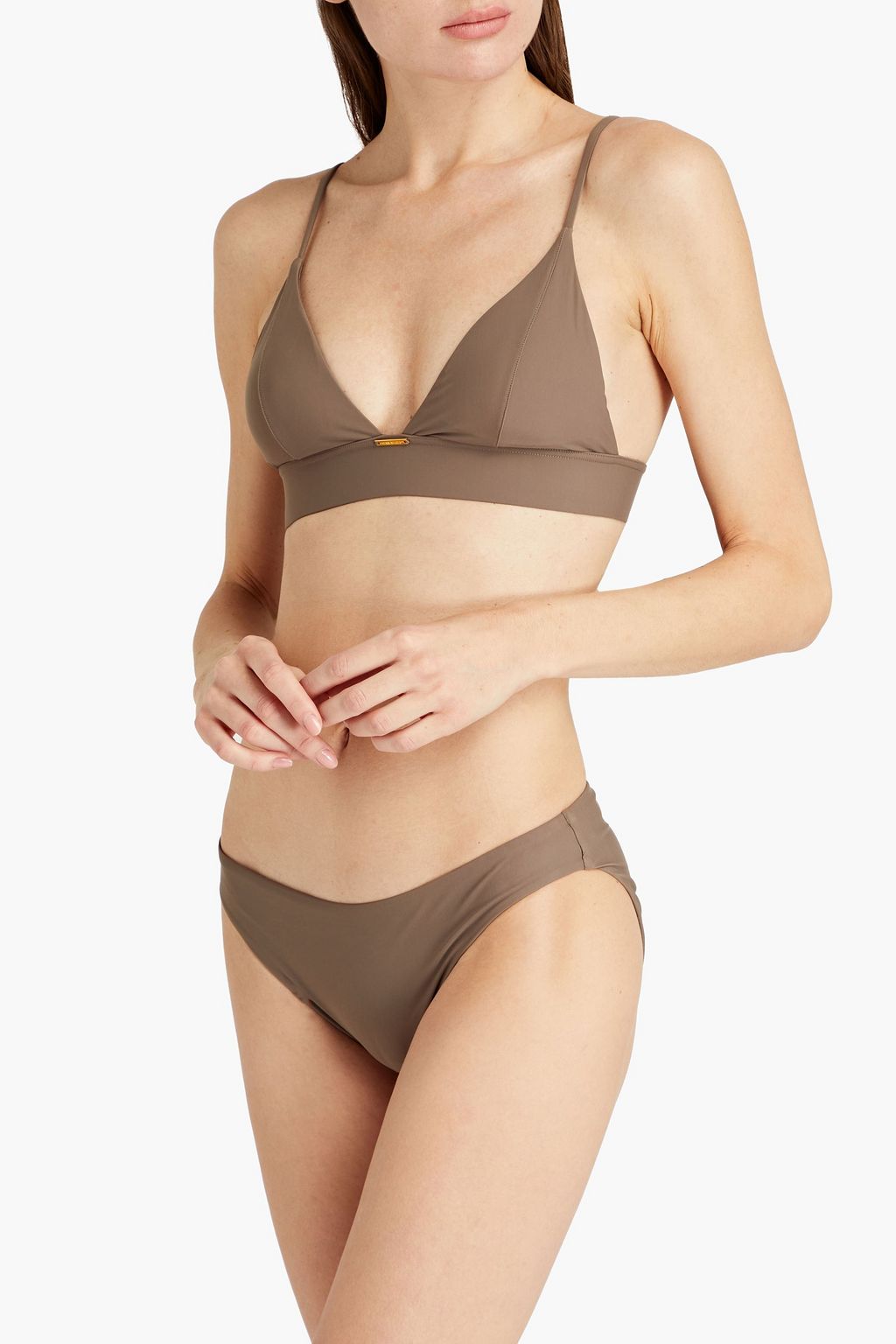 CALVIN KLEIN Metallic-trimmed triangle bikini top