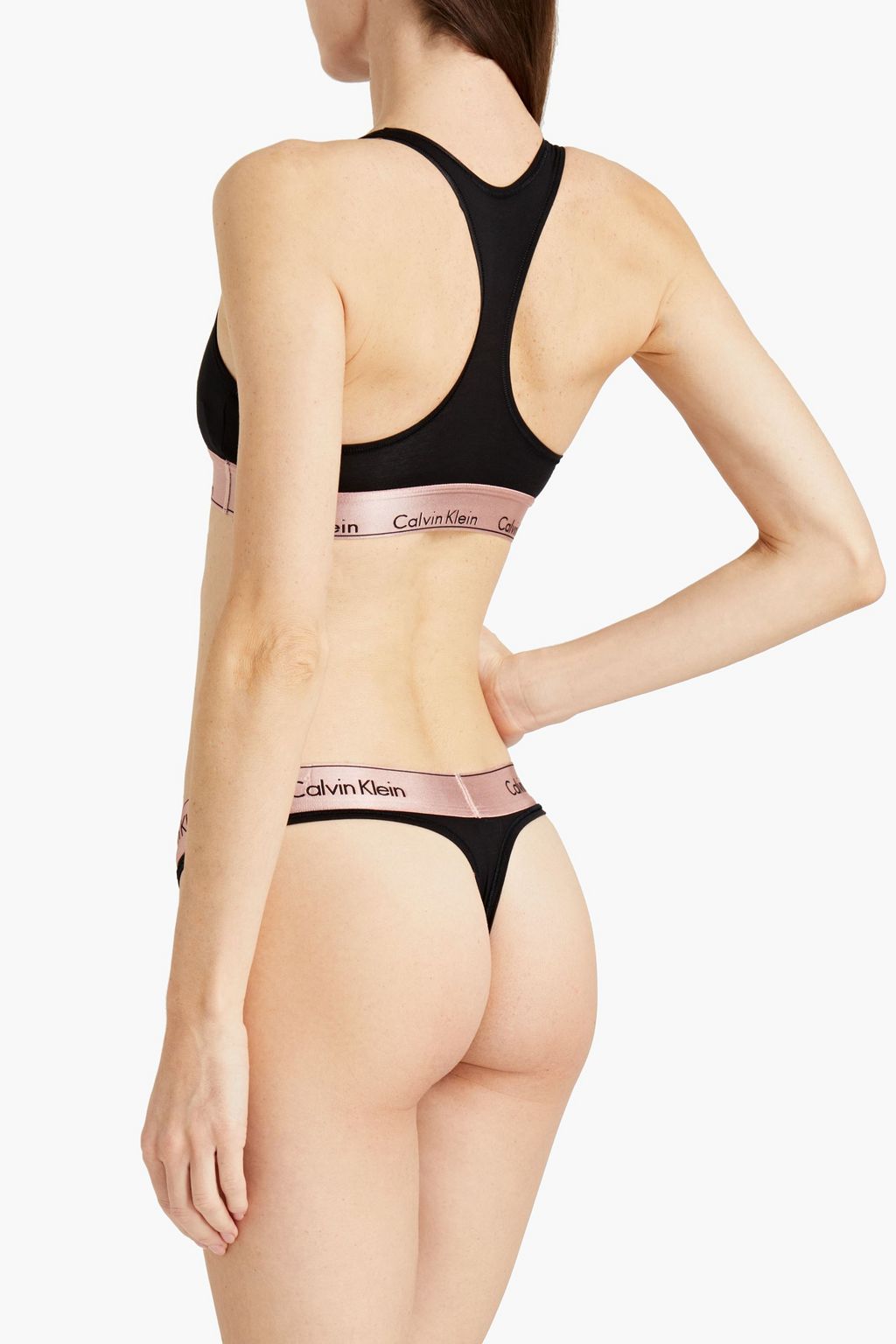 CALVIN KLEIN Cotton-blend jersey mid-rise thong