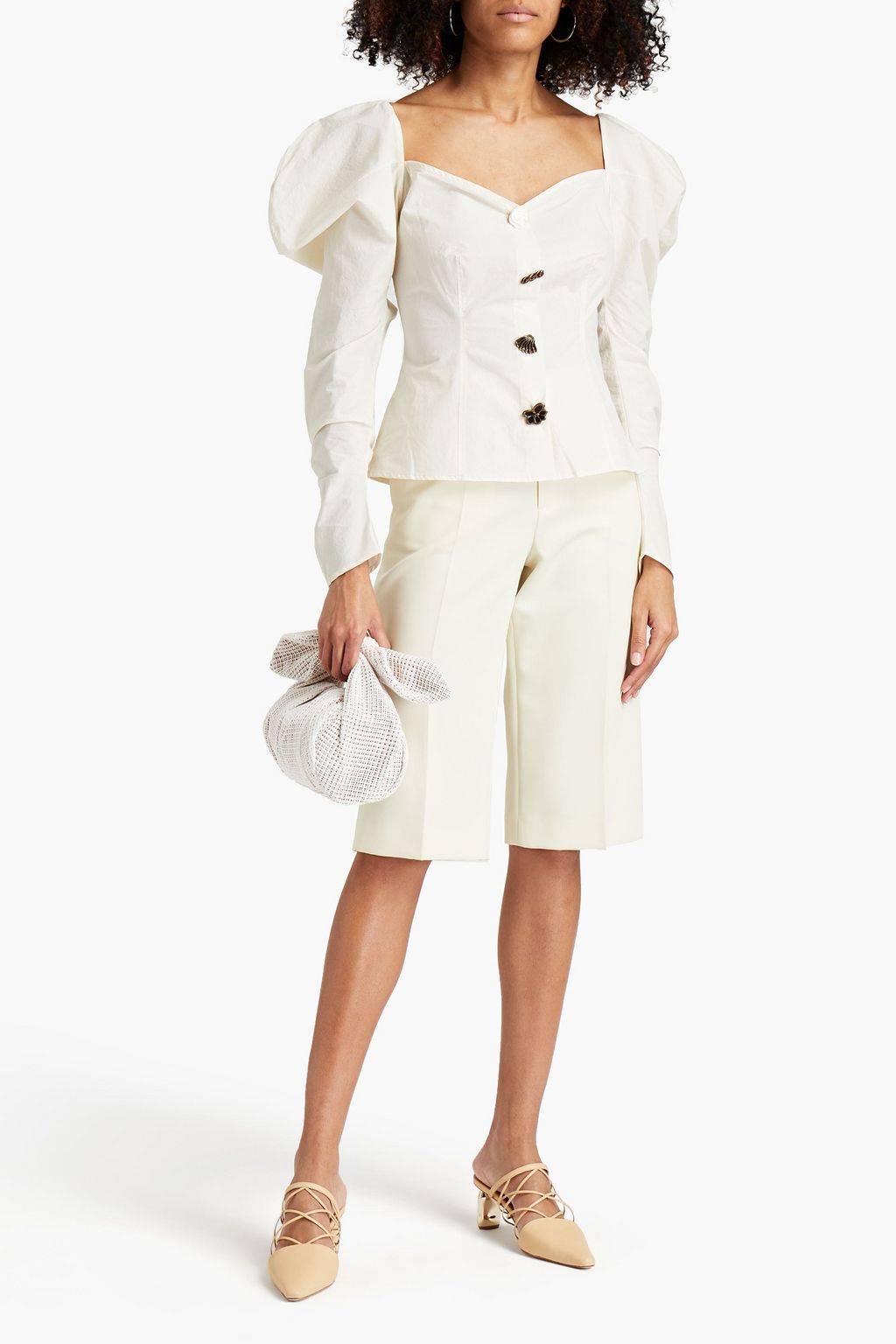 REJINA PYO Odelia button-embellished cotton-poplin blouse