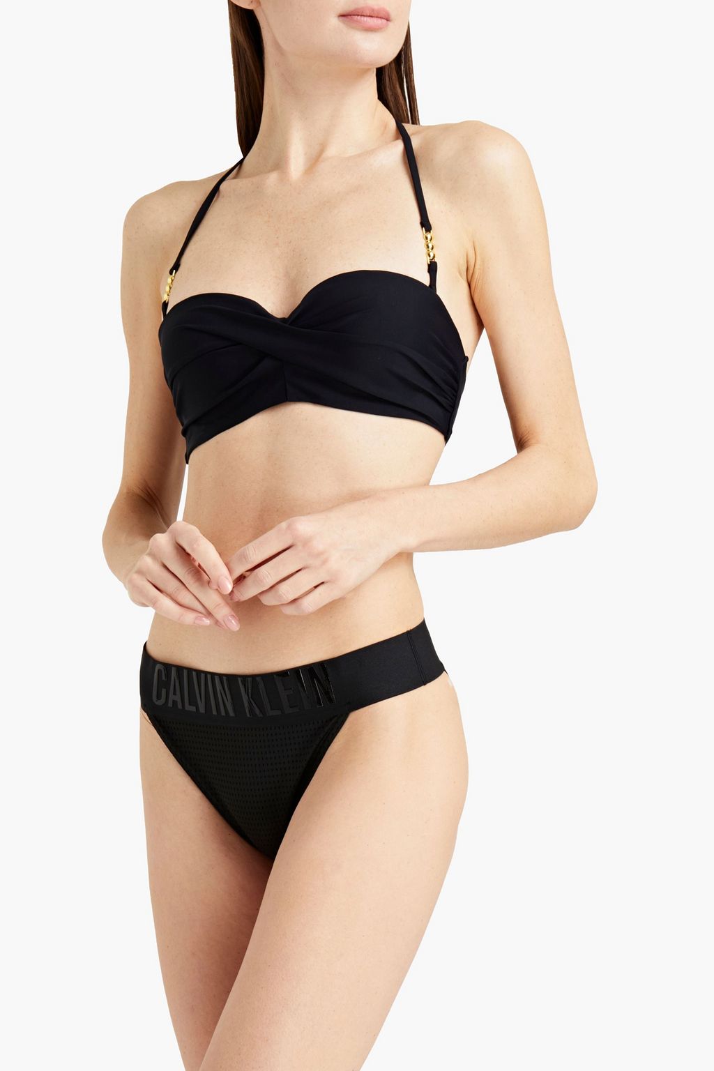 CALVIN KLEIN Mesh-paneled mid-rise bikini briefs