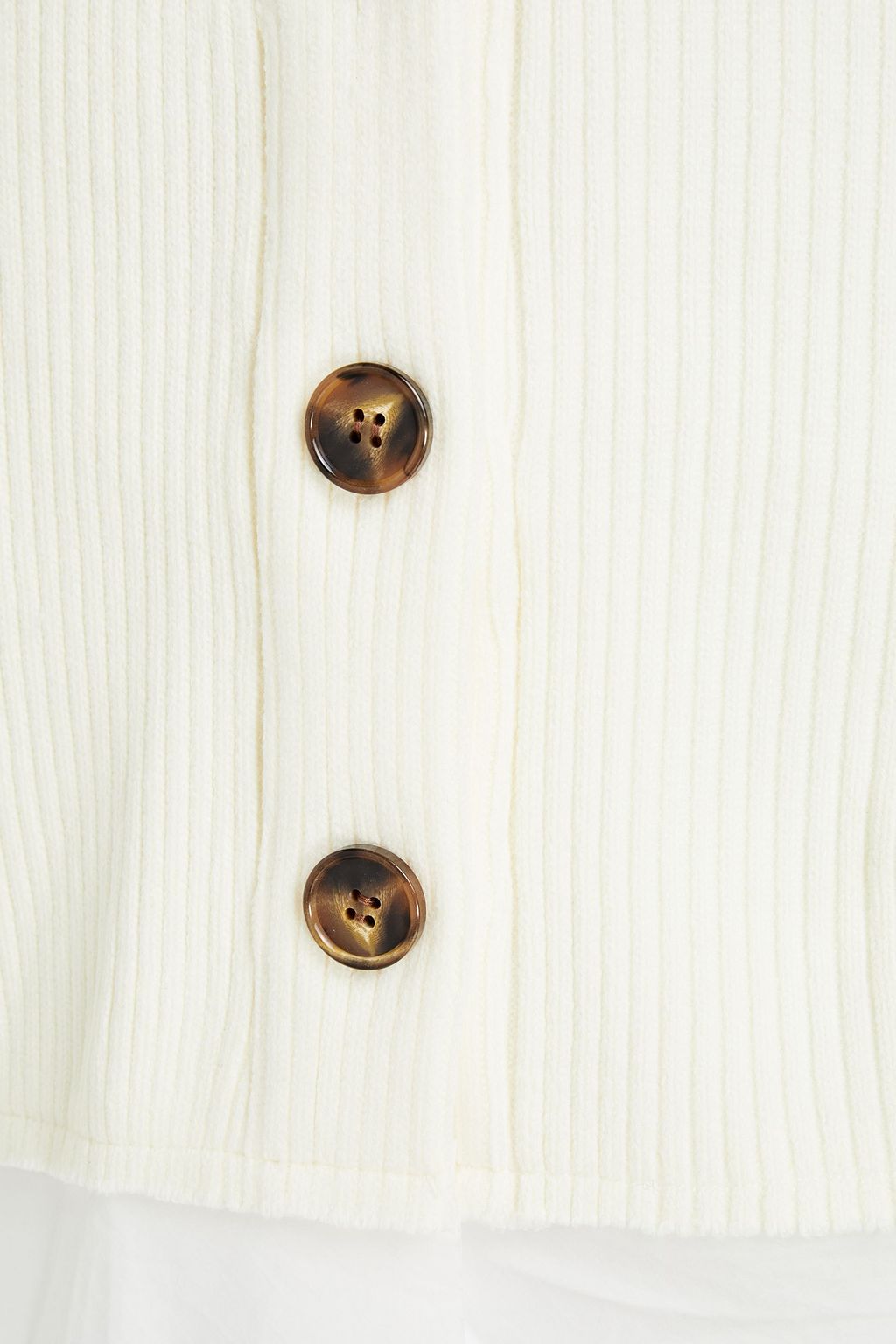 REJINA PYO Ella poplin-paneled ribbed-knit cardigan
