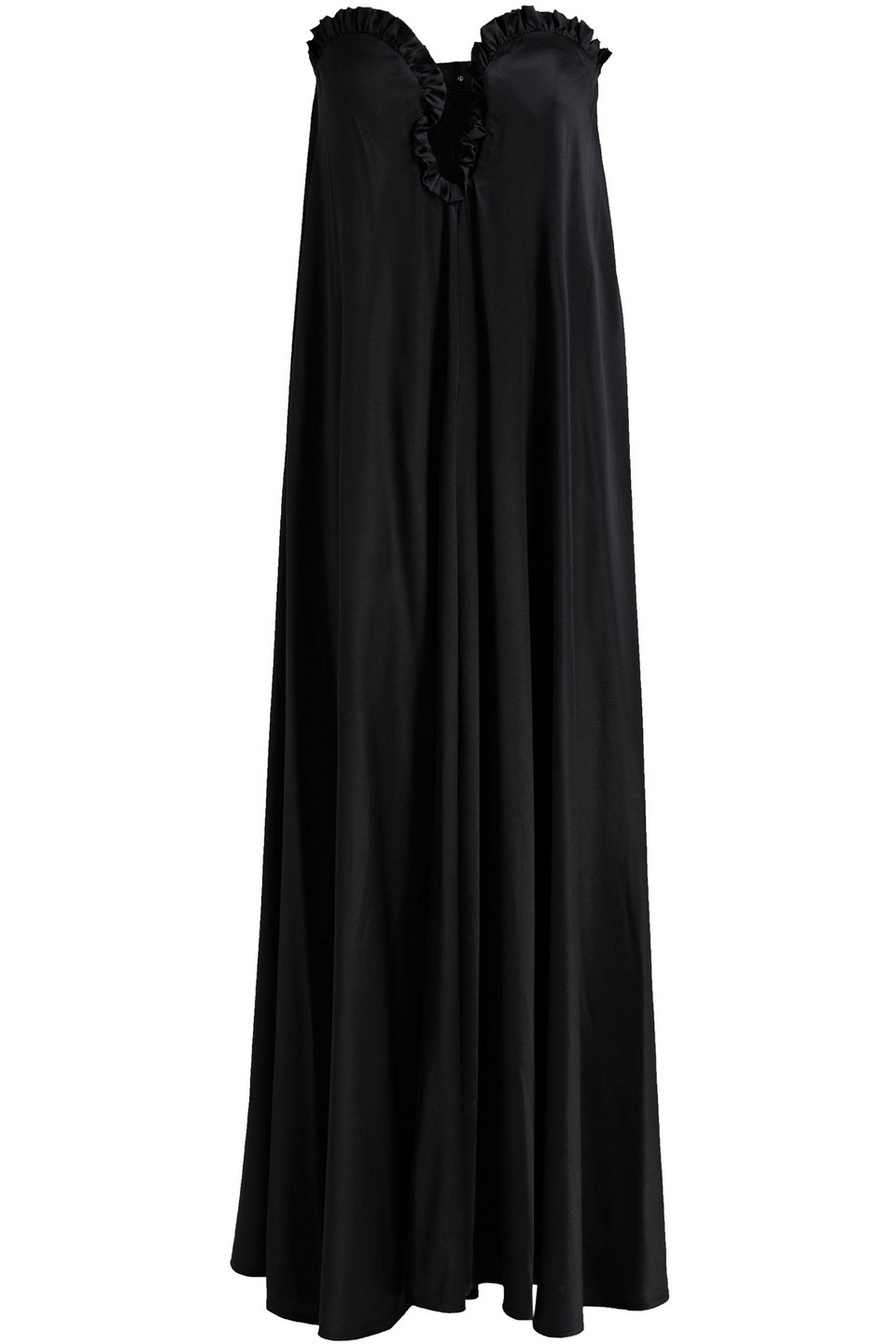 Strapless Ruffled Silk-blend Satin Maxi Dress