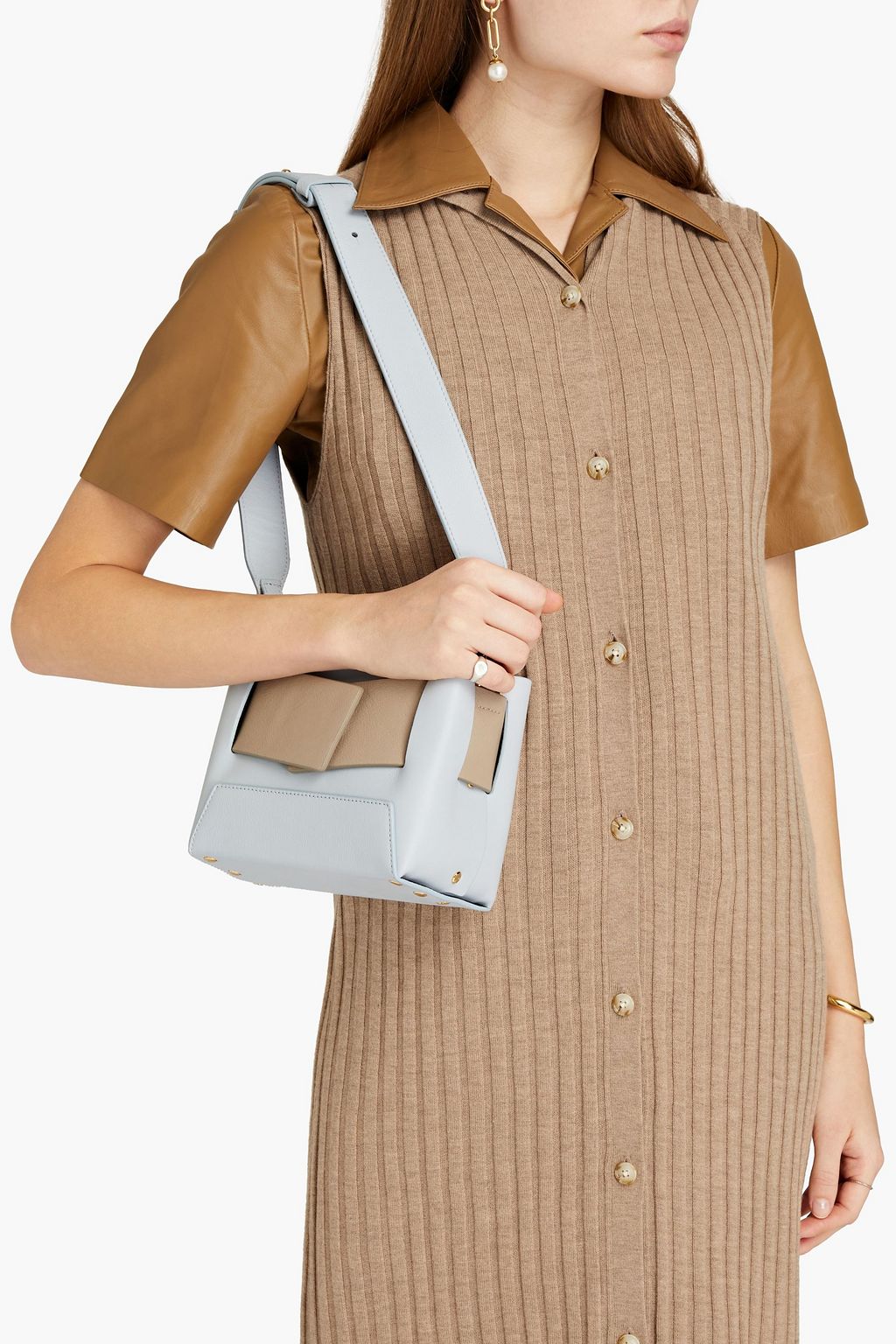 YUZEFI Dinky textured-leather shoulder bag