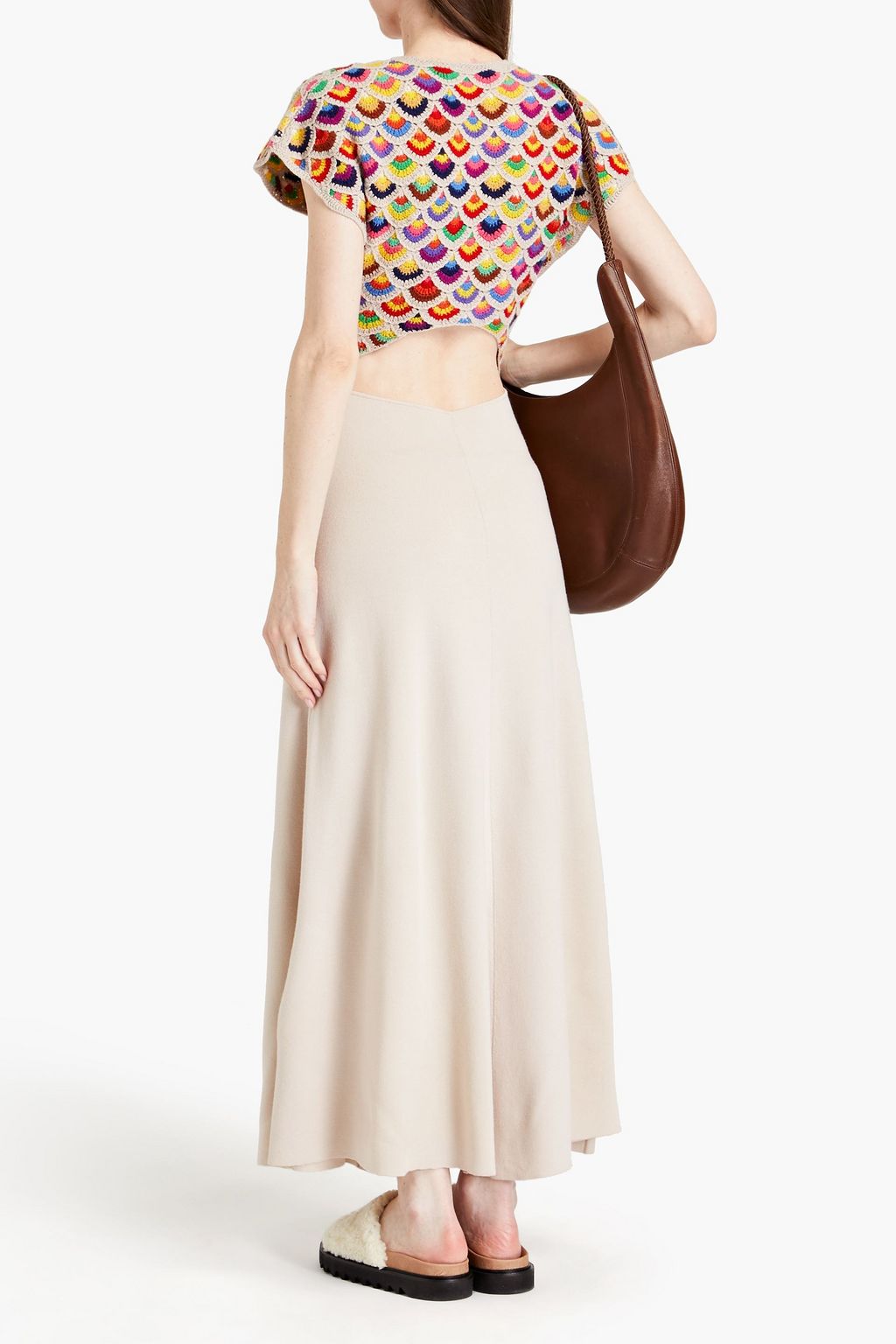 CHLOÉ Cutout intarsia cashmere and wool-blend maxi dress