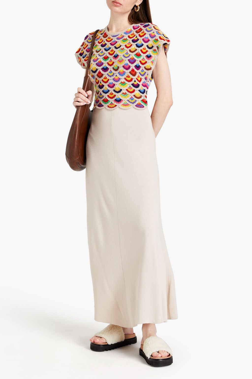 CHLOÉ Cutout intarsia cashmere and wool-blend maxi dress