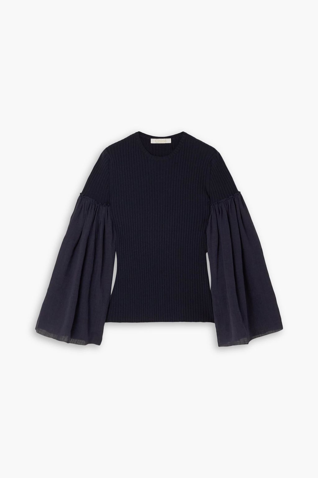 CHLOÉ Chiffon-trimmed ribbed wool and cashmere-blend sweater | THE OUTNET