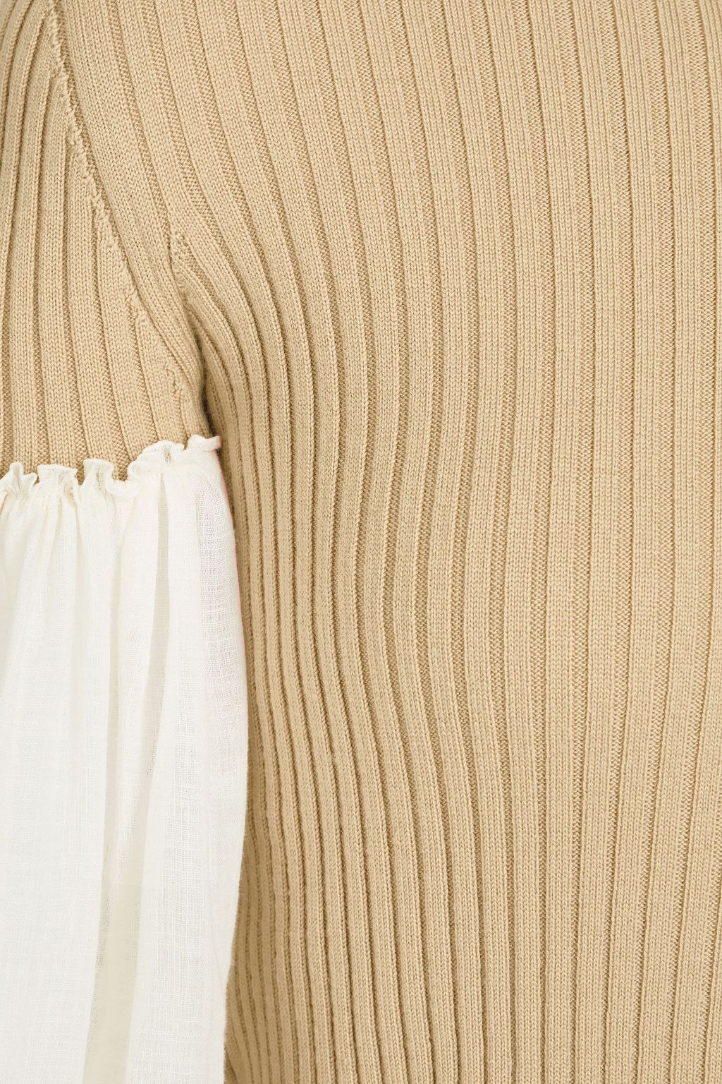 CHLOÉ كنزة رياضية من مزيج الكشمير والصوف بتصميم مضلّع وبحواف من الشيفون