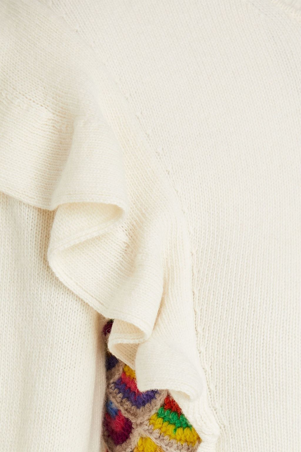 CHLOÉ Cutout ruffled wool and cashmere top