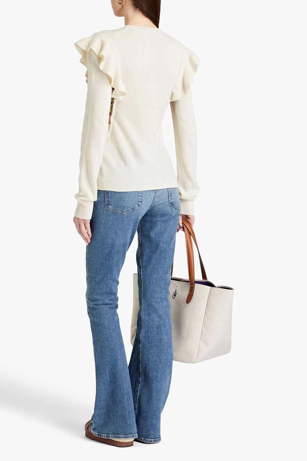 CHLOÉ Cutout ruffled wool and cashmere top