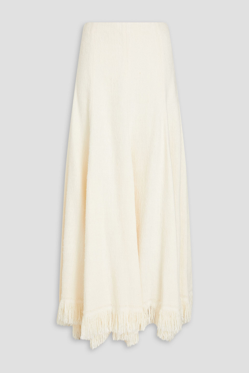 Chloé Fringed Silk-tweed Maxi Skirt In White