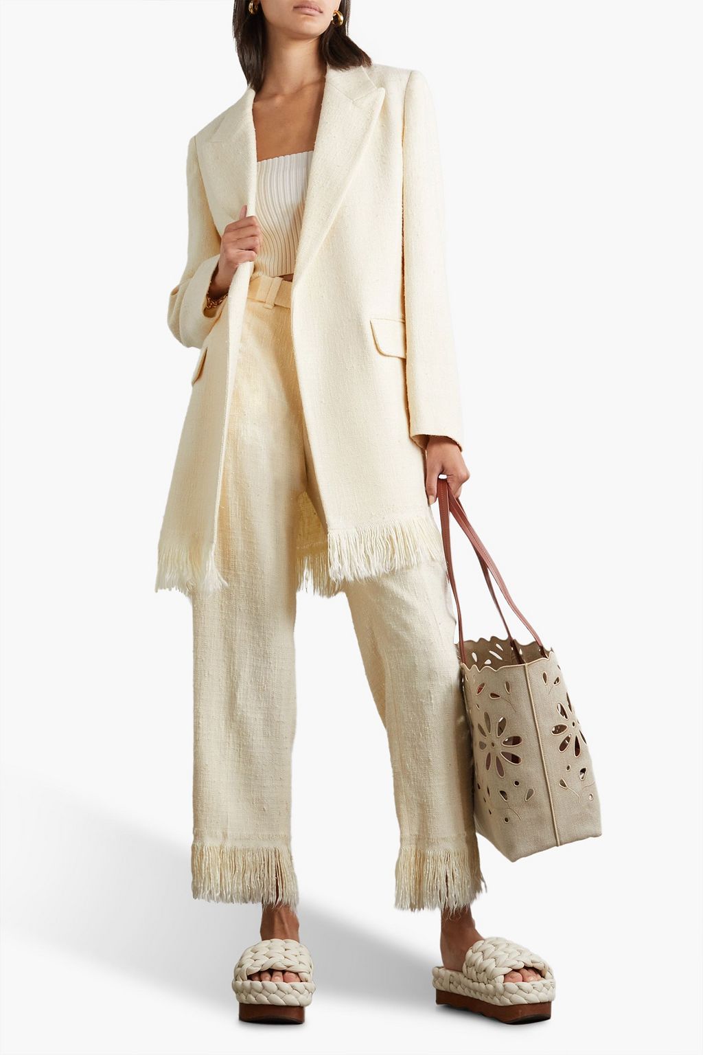 CHLOÉ 프린지 디테일 실크 블레이저