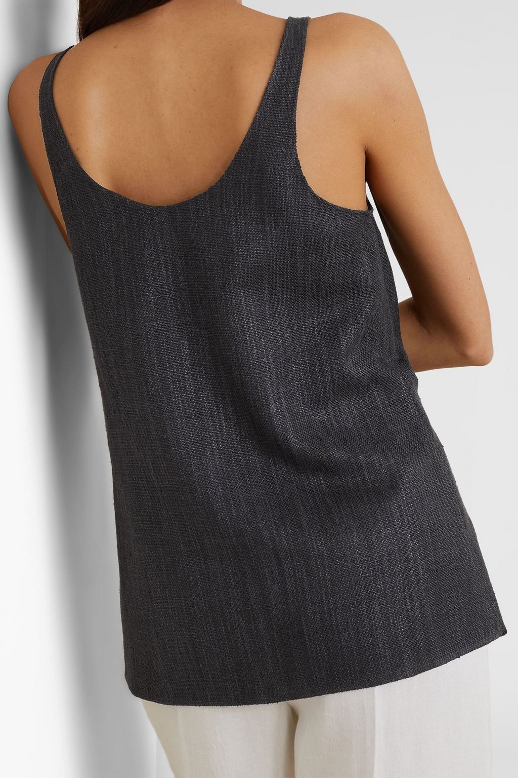 CHLOÉ Lace-up silk-blend canvas tank
