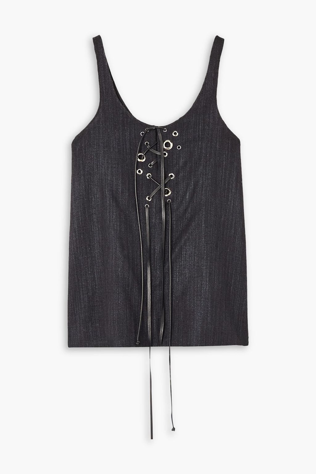 Black lace up tank top deals