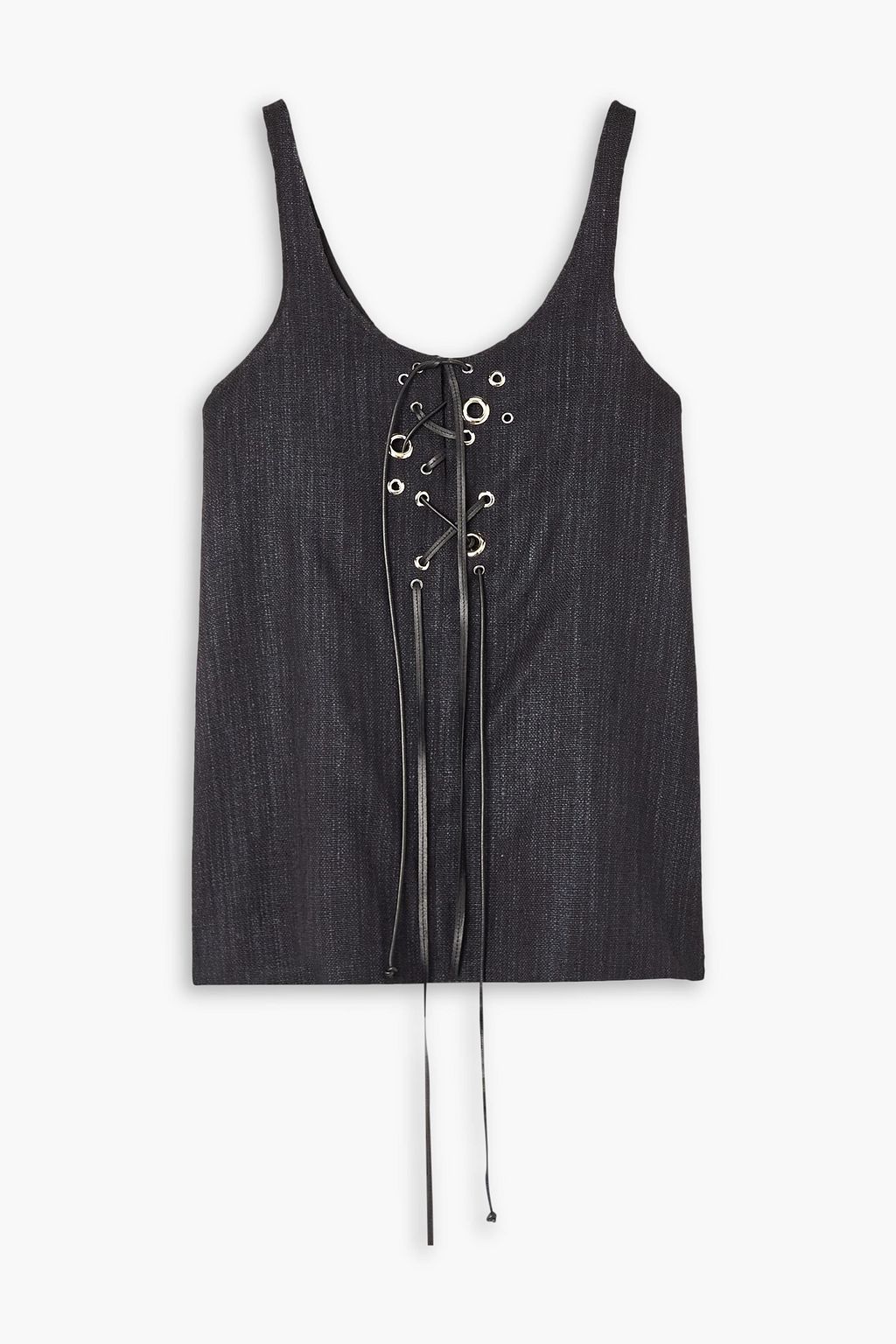 CHLOÉ Lace-up silk-blend canvas tank