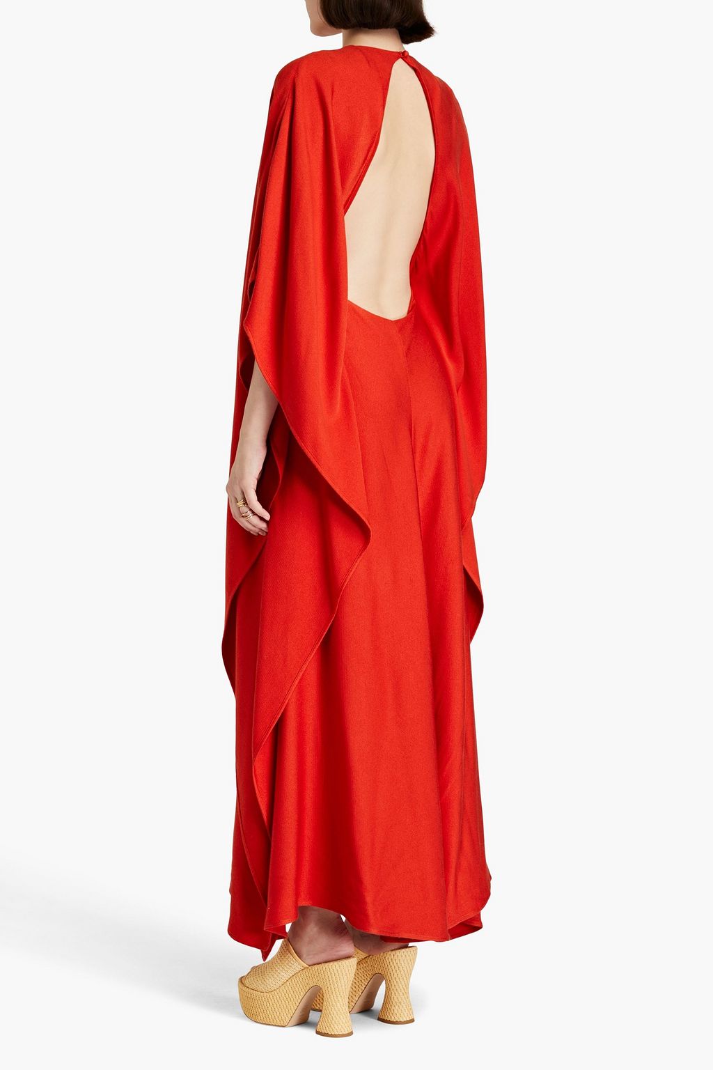 CHLOÉ Embellished draped cutout silk-jersey maxi dress