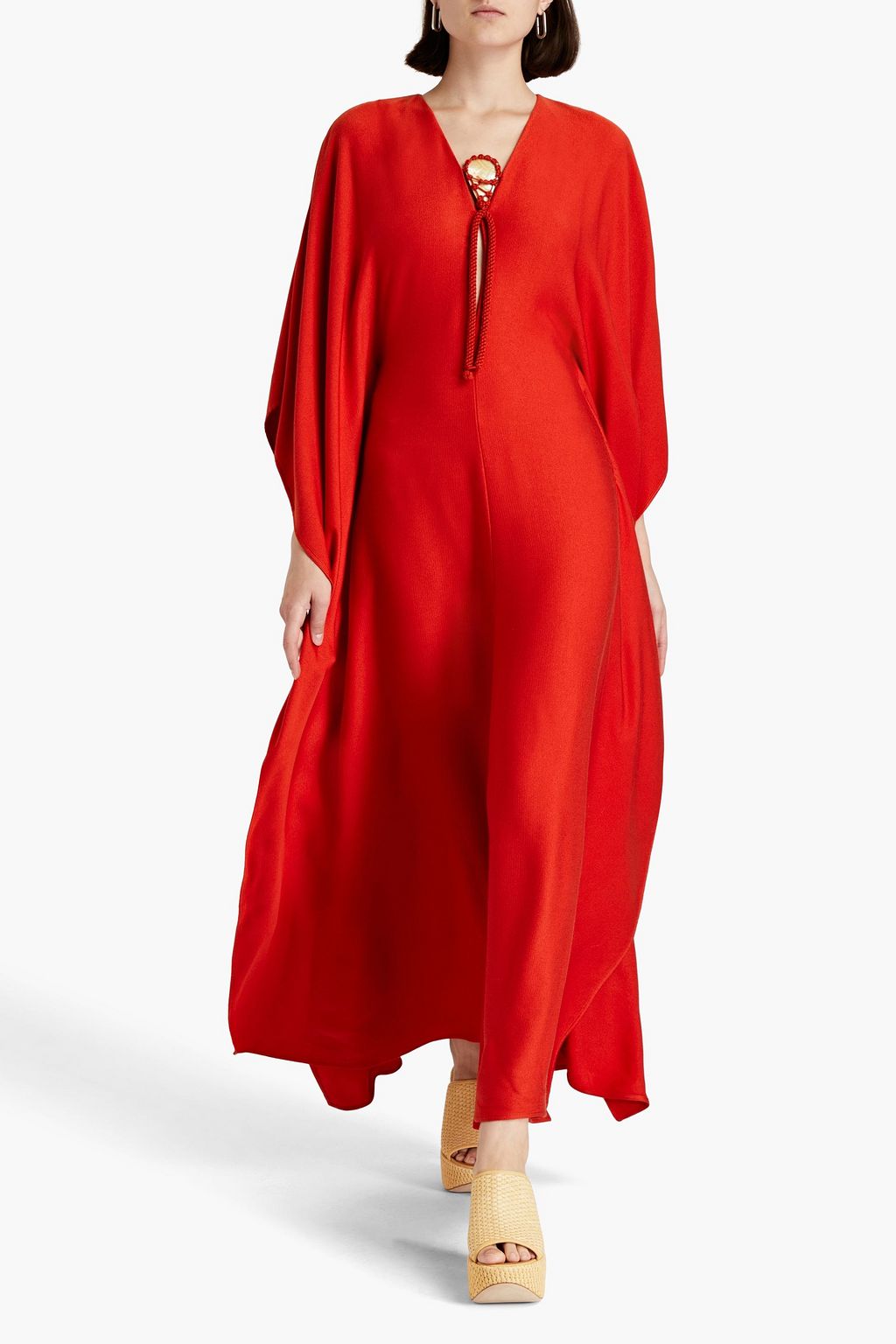 CHLOÉ Embellished draped cutout silk-jersey maxi dress