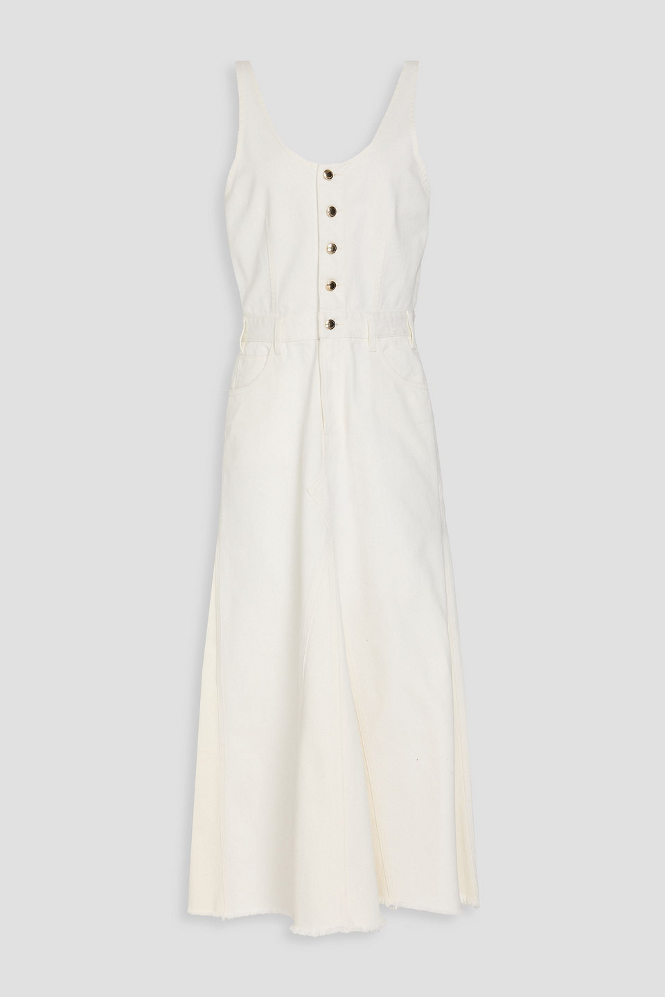 Chloé Denim Midi Dress In Ecru