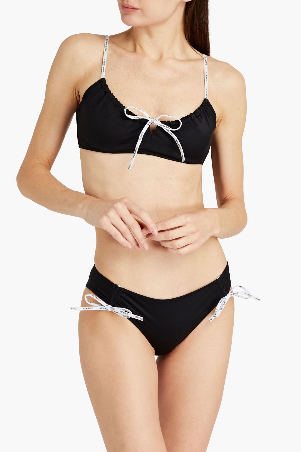 CALVIN KLEIN Monogram-trimmed bikini top