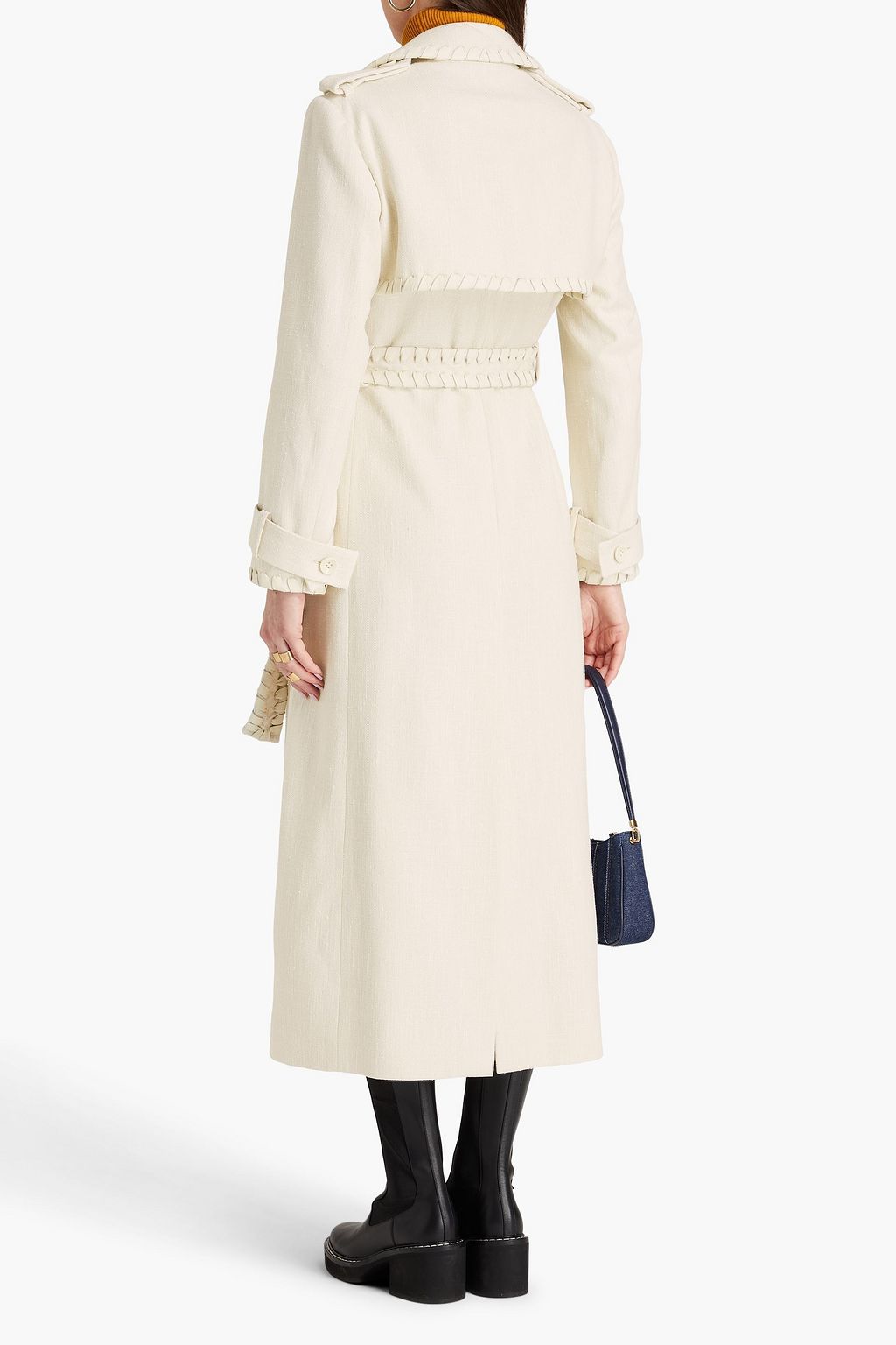 CHLOÉ Trenchcoat aus Canvas aus einer Seidenmischung mit Lederbesatz