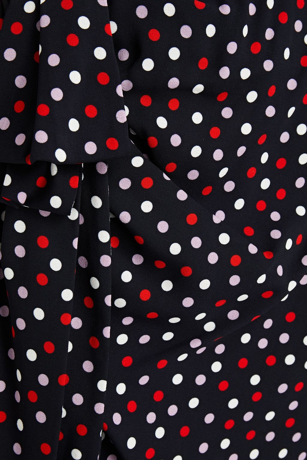 PHILOSOPHY DI LORENZO SERAFINI Bow-embellished ruched polka-dot stretch-crepe mini skirt