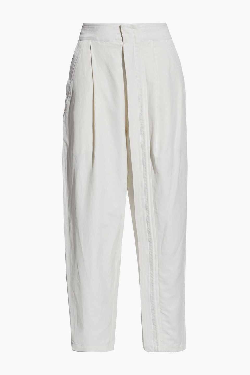 stella mccartney - pleated slub twill tapered pants - white - it 40