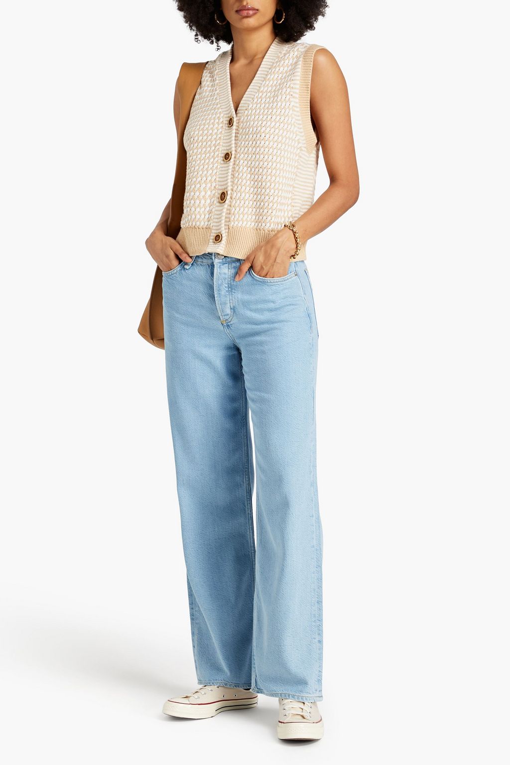 RAG & BONE جينز بأرجل واسعة وخصر منخفض الارتفاع