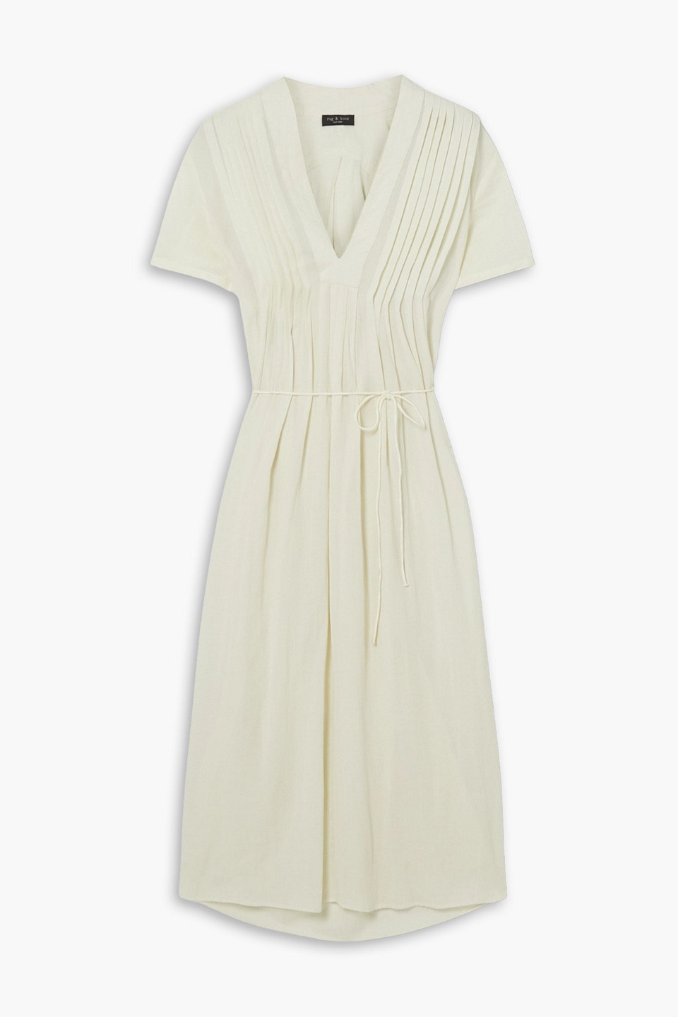 Shop Rag & Bone Sachi Pintucked Gauze Midi Dress In Ecru