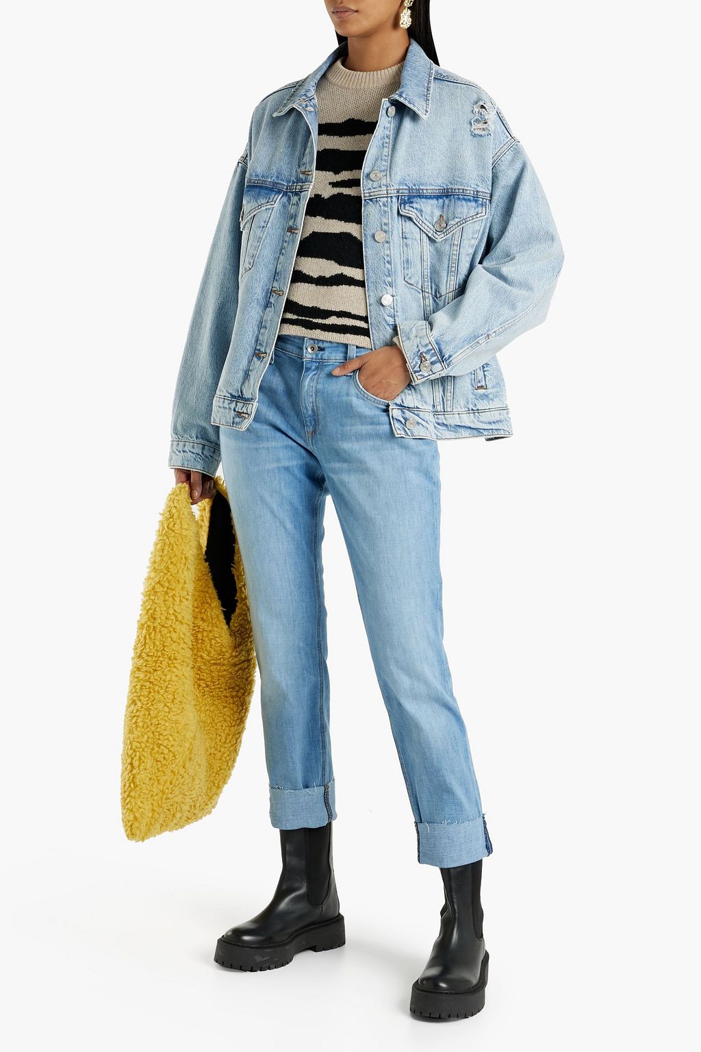 RAG & BONE جينز “دري” قصير بقصة بويفريند ضيقة