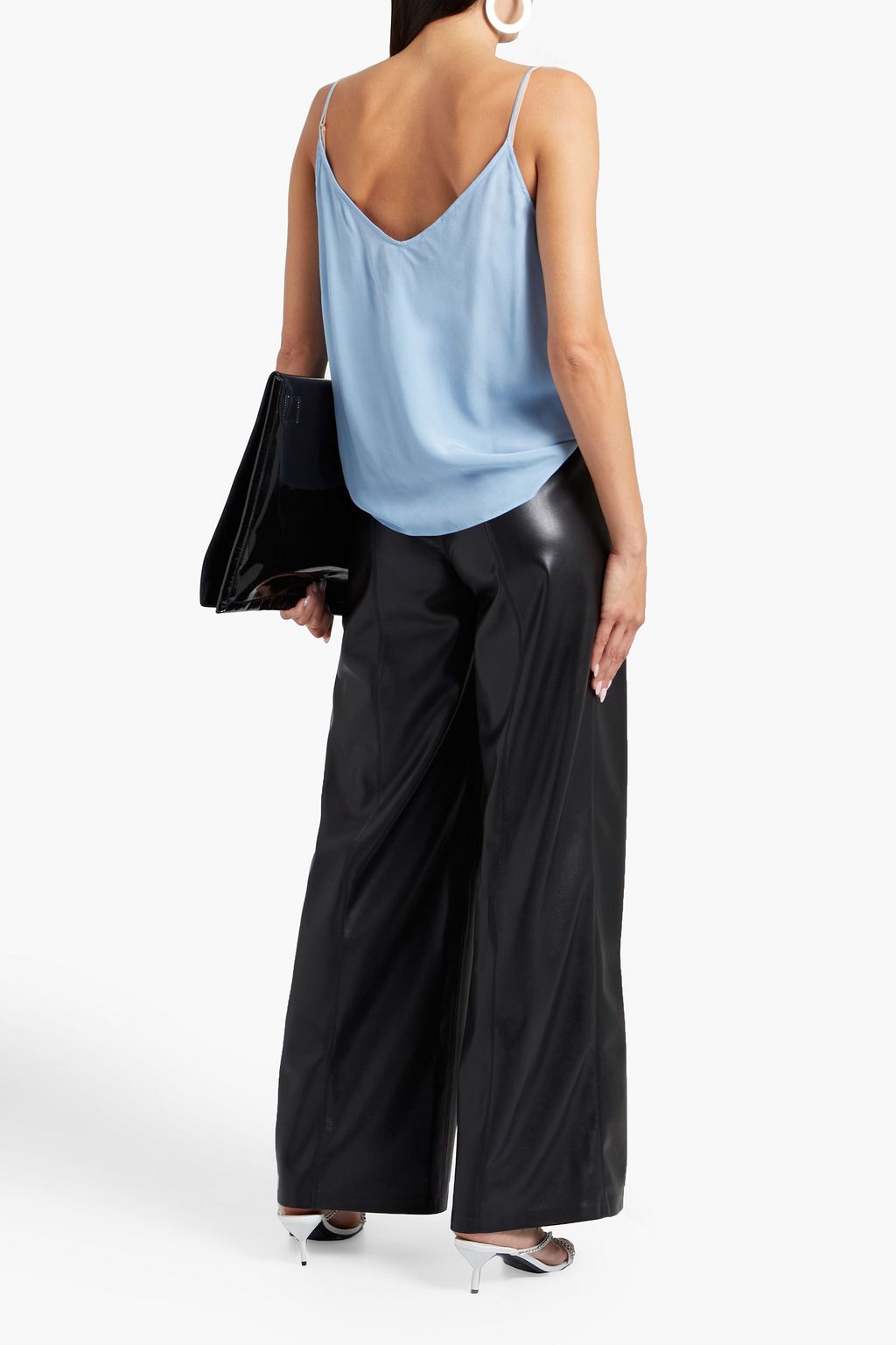 STELLA MCCARTNEY Appliquéd organza-paneled silk-crepe top