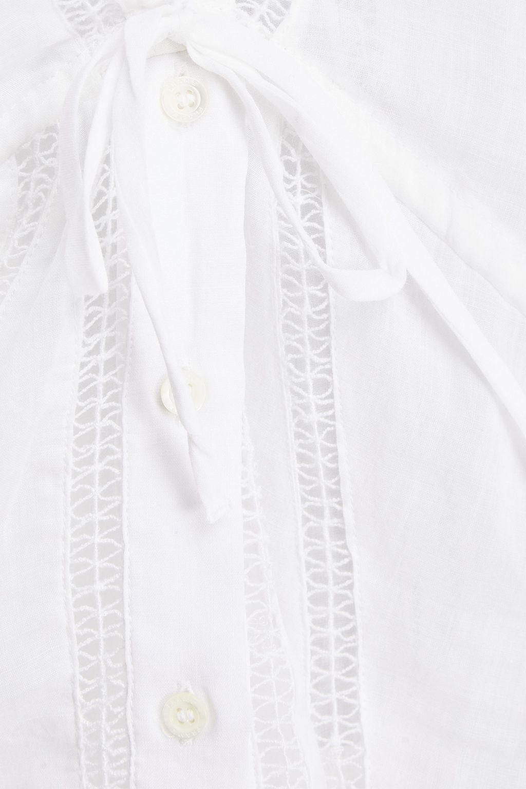 FRAME Crochet-trimmed ramie-gauze top