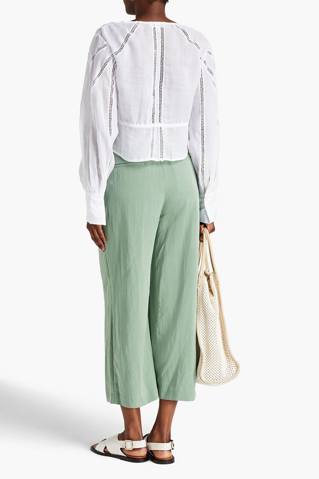 FRAME Crochet-trimmed ramie-gauze top