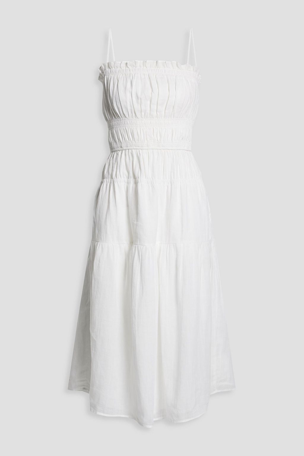 FRAME Shirred ramie-gauze midi dress | Sale up to 70% off | THE OUTNET