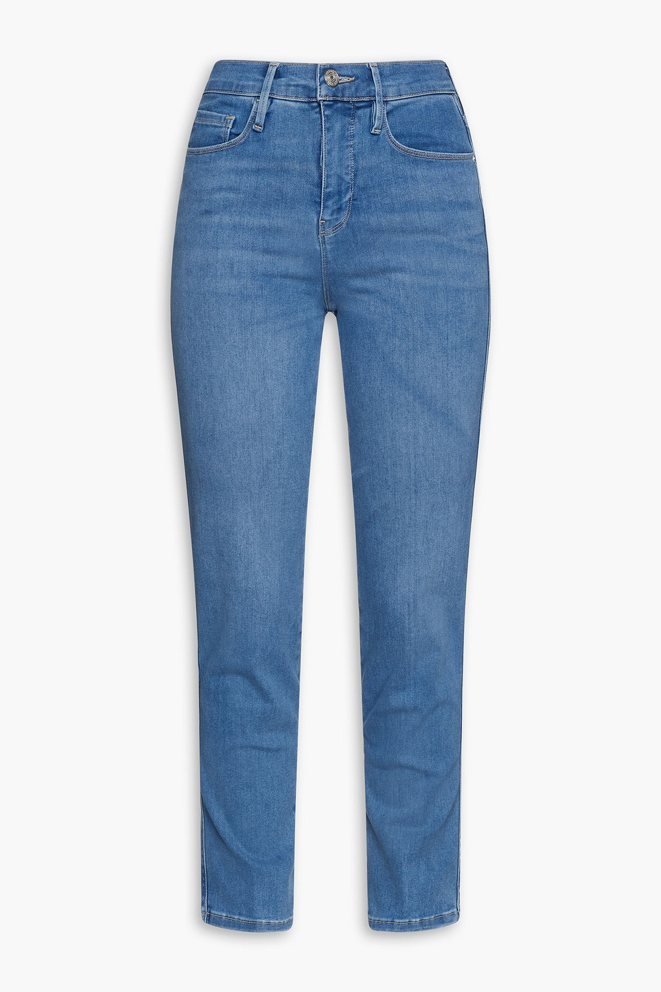 Frame Le Sylvie Cropped High-rise Straight-leg Jeans In Mid Denim