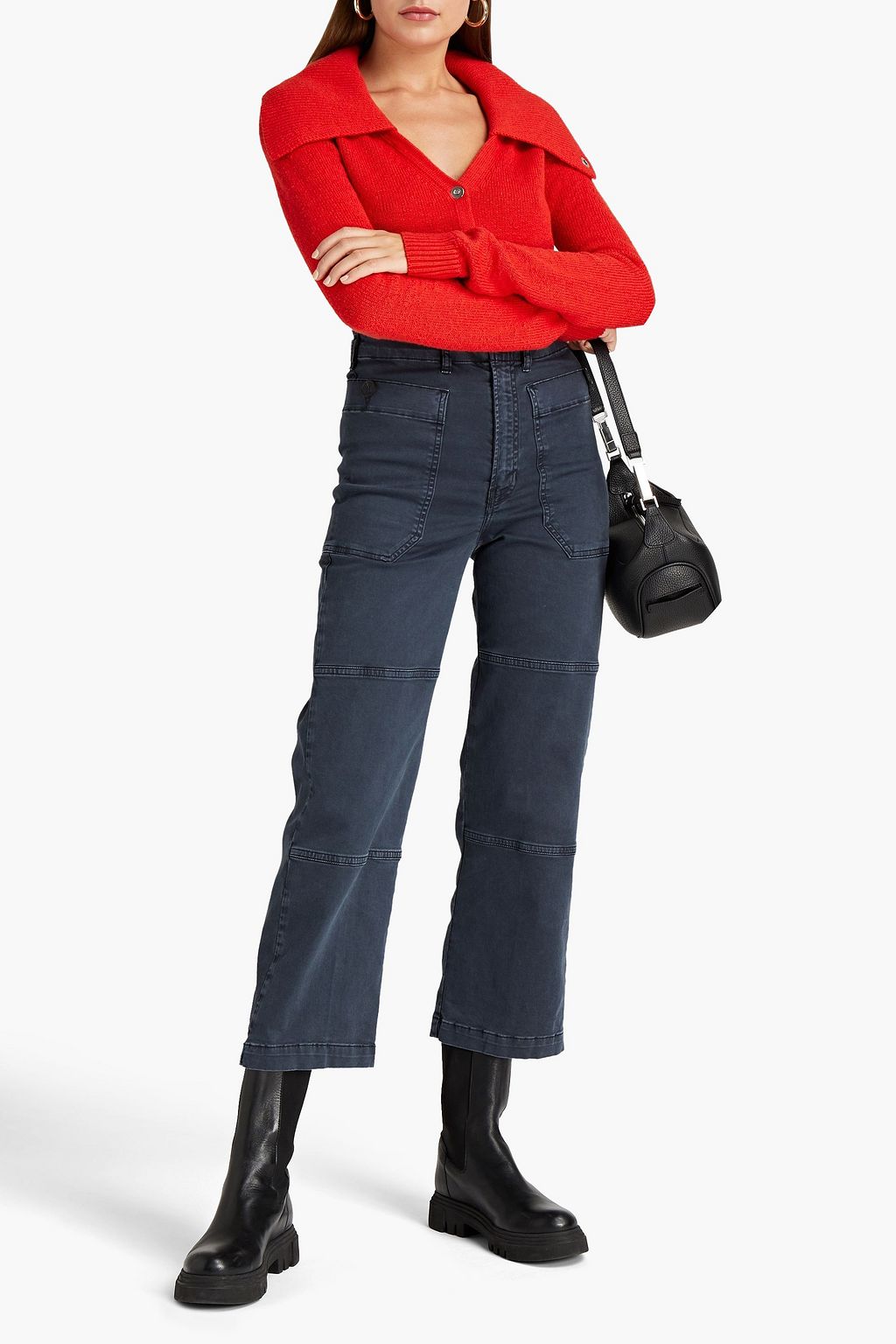 FRAME Cropped stretchcotton twill cargo pants THE