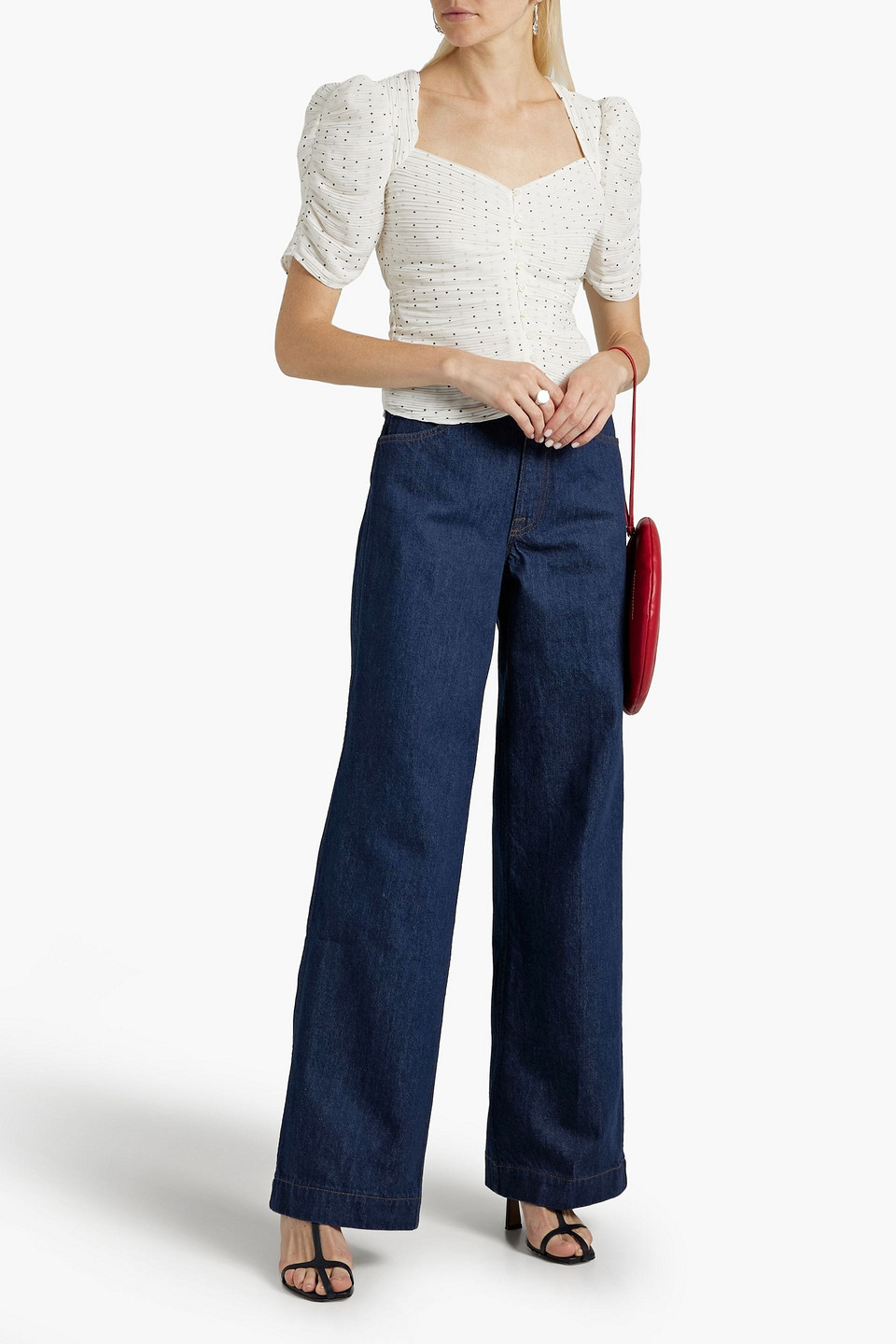 Shop Frame Le Italien High-rise Wide-leg Jeans In Dark Denim