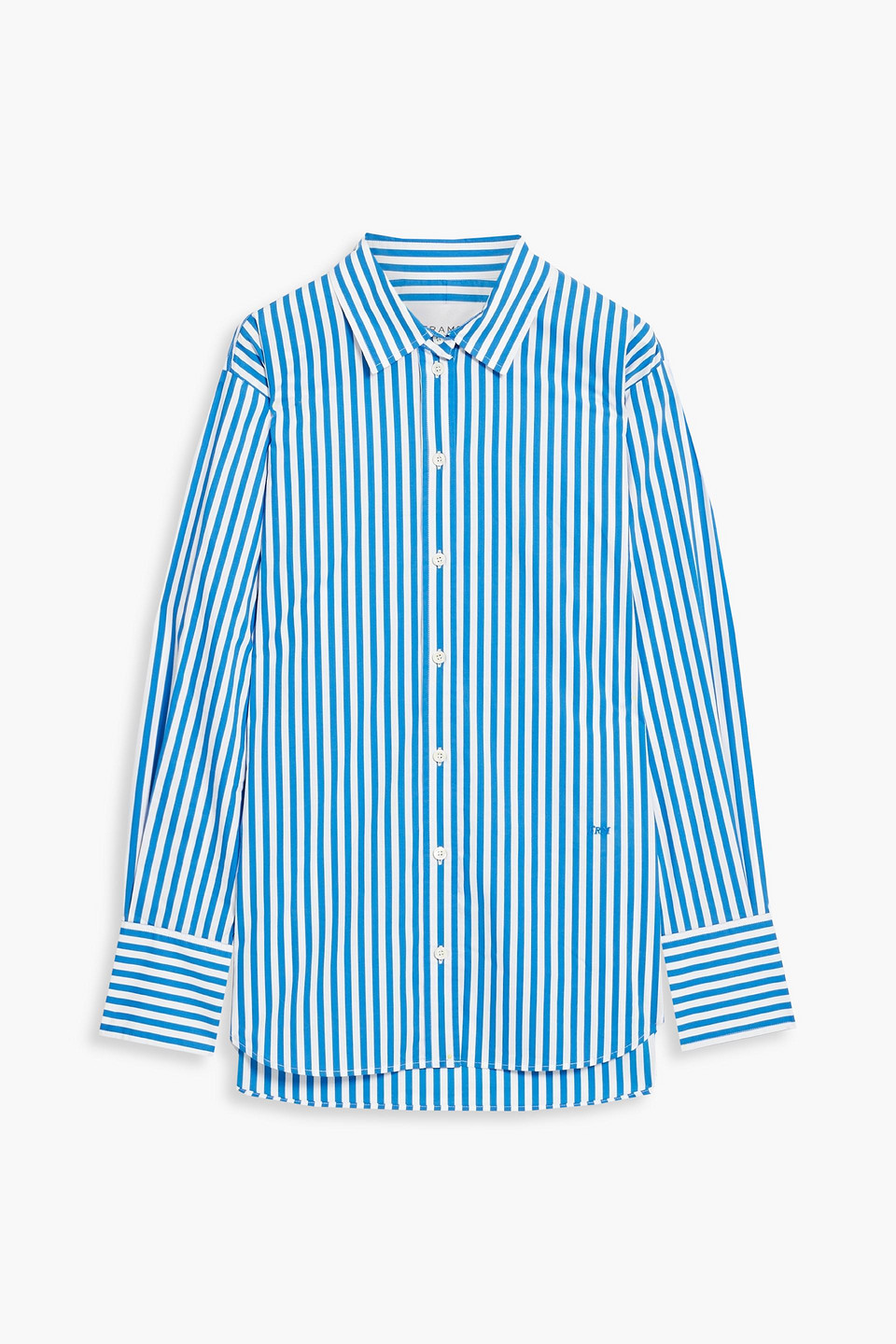frame - oversized striped cotton-poplin shirt - blue - m