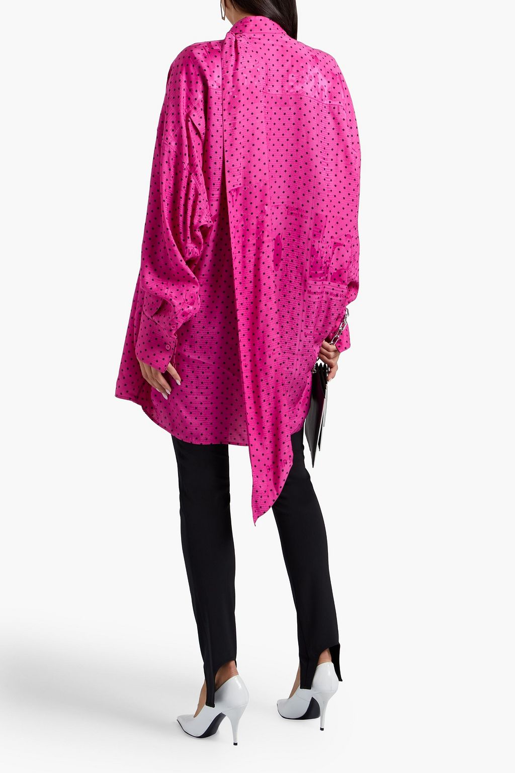 BALENCIAGA Oversized polka-dot satin-jacquard shirt