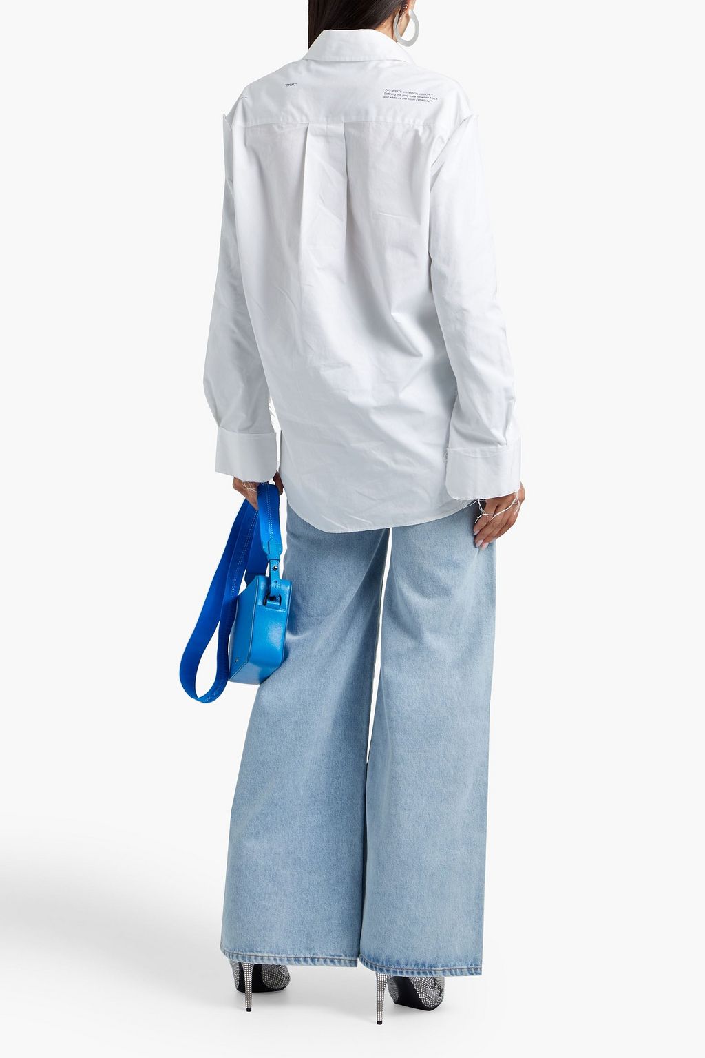 OFF-WHITE™ Double Sleeves printed satin-trimmed distressed cotton-poplin shirt