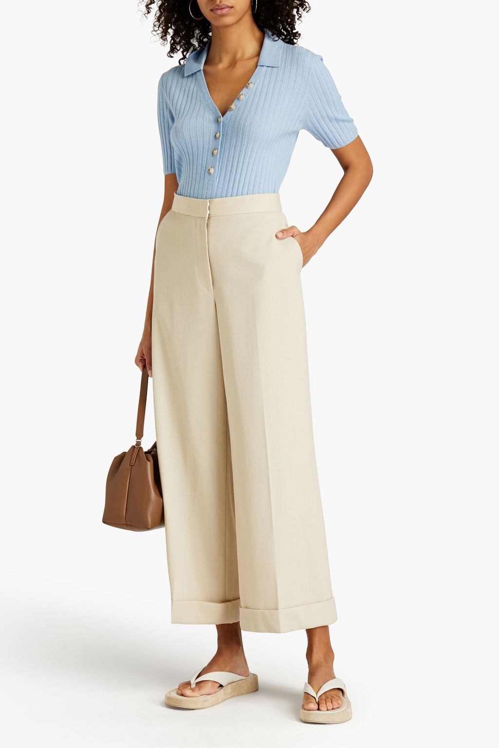 LOULOU STUDIO Socotra ribbed wool and cashmere-blend polo shirt