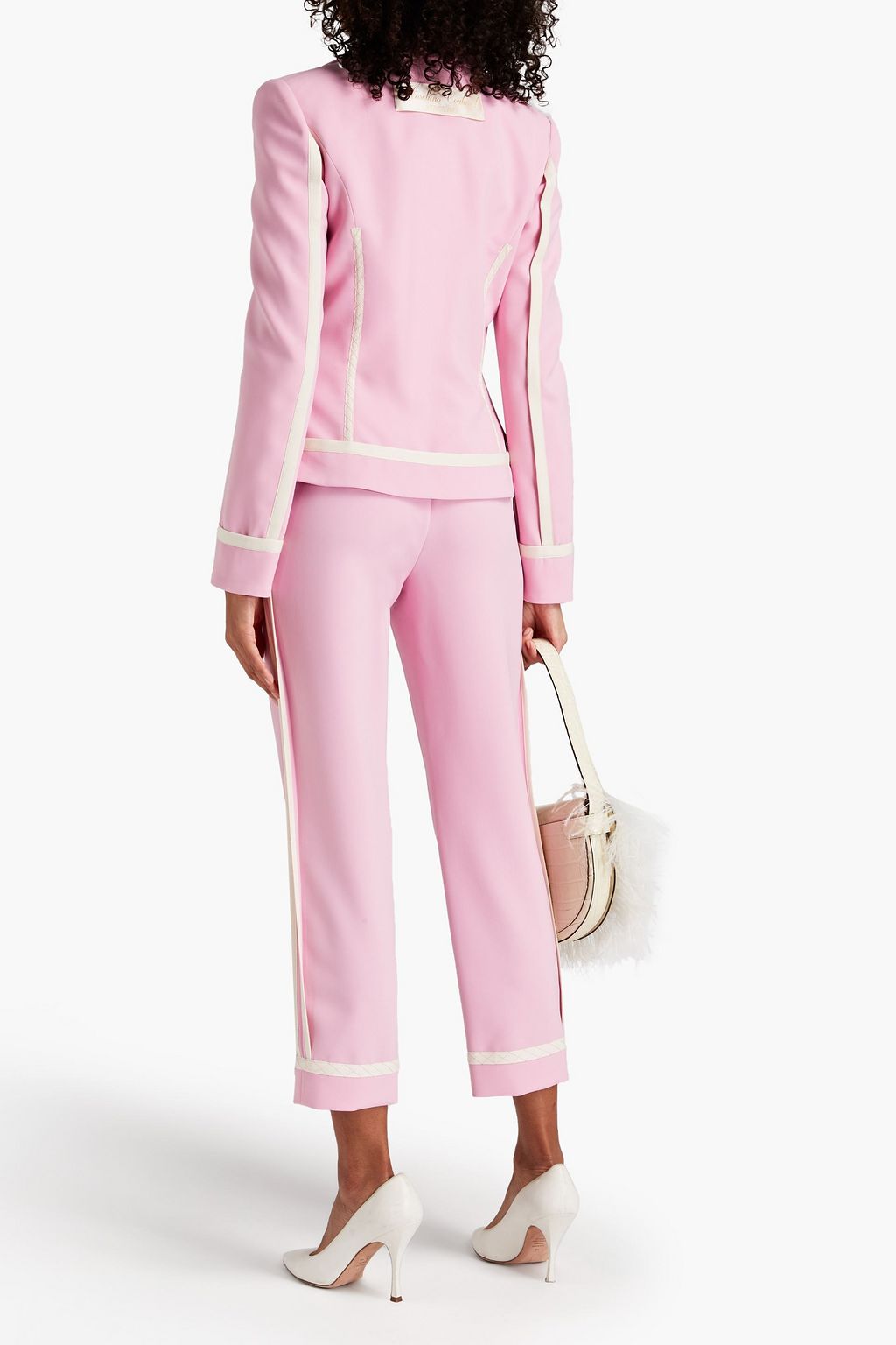 MOSCHINO Grosgrain-trimmed crepe blazer