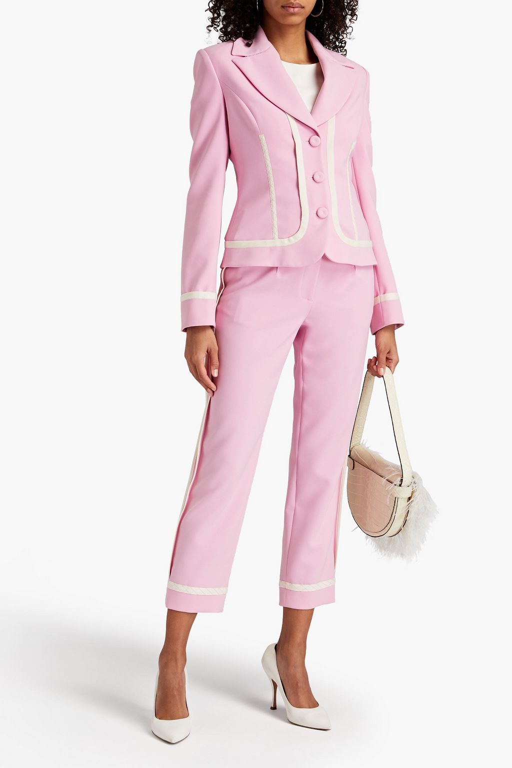 MOSCHINO Grosgrain-trimmed crepe blazer