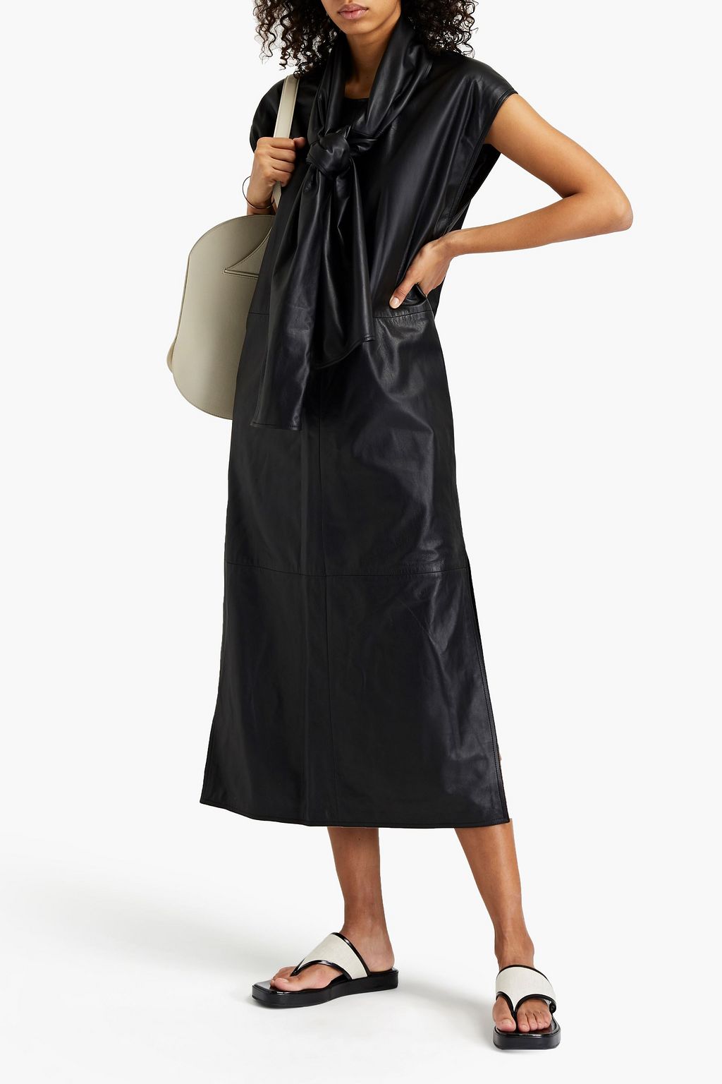 LOULOU STUDIO Lebuan draped leather midi dress