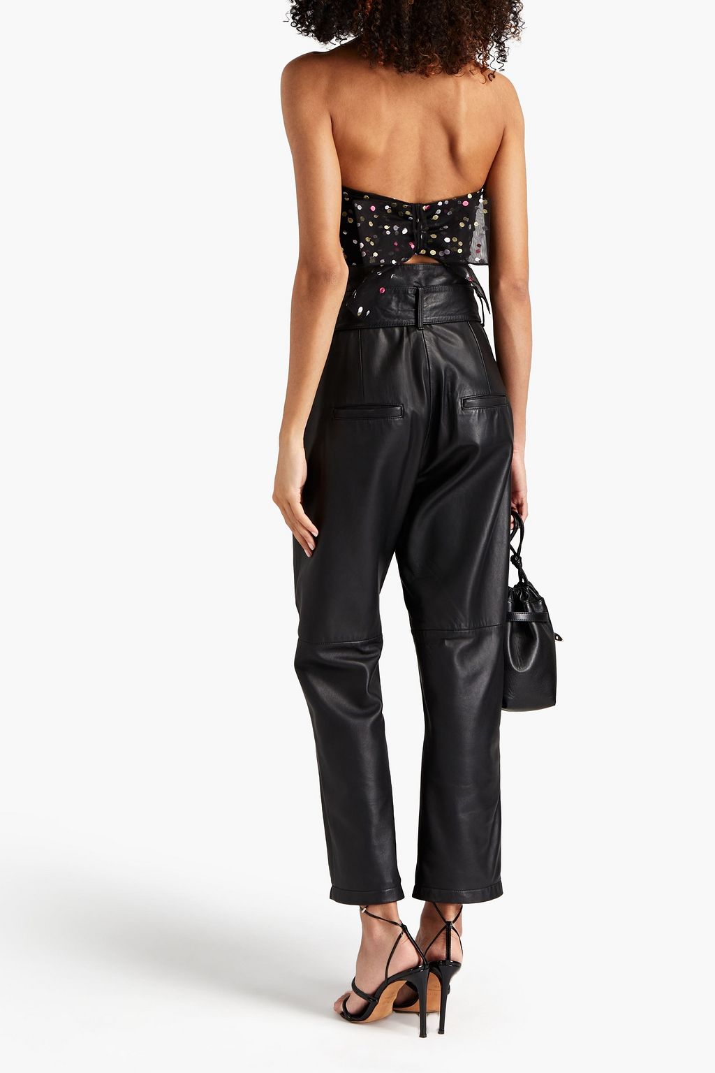 PHILOSOPHY DI LORENZO SERAFINI Strapless cropped ruched embroidered tulle top