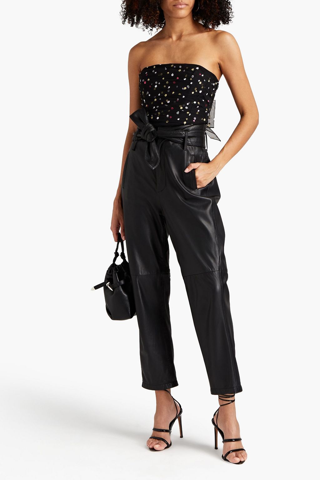 PHILOSOPHY DI LORENZO SERAFINI Strapless cropped ruched embroidered tulle top