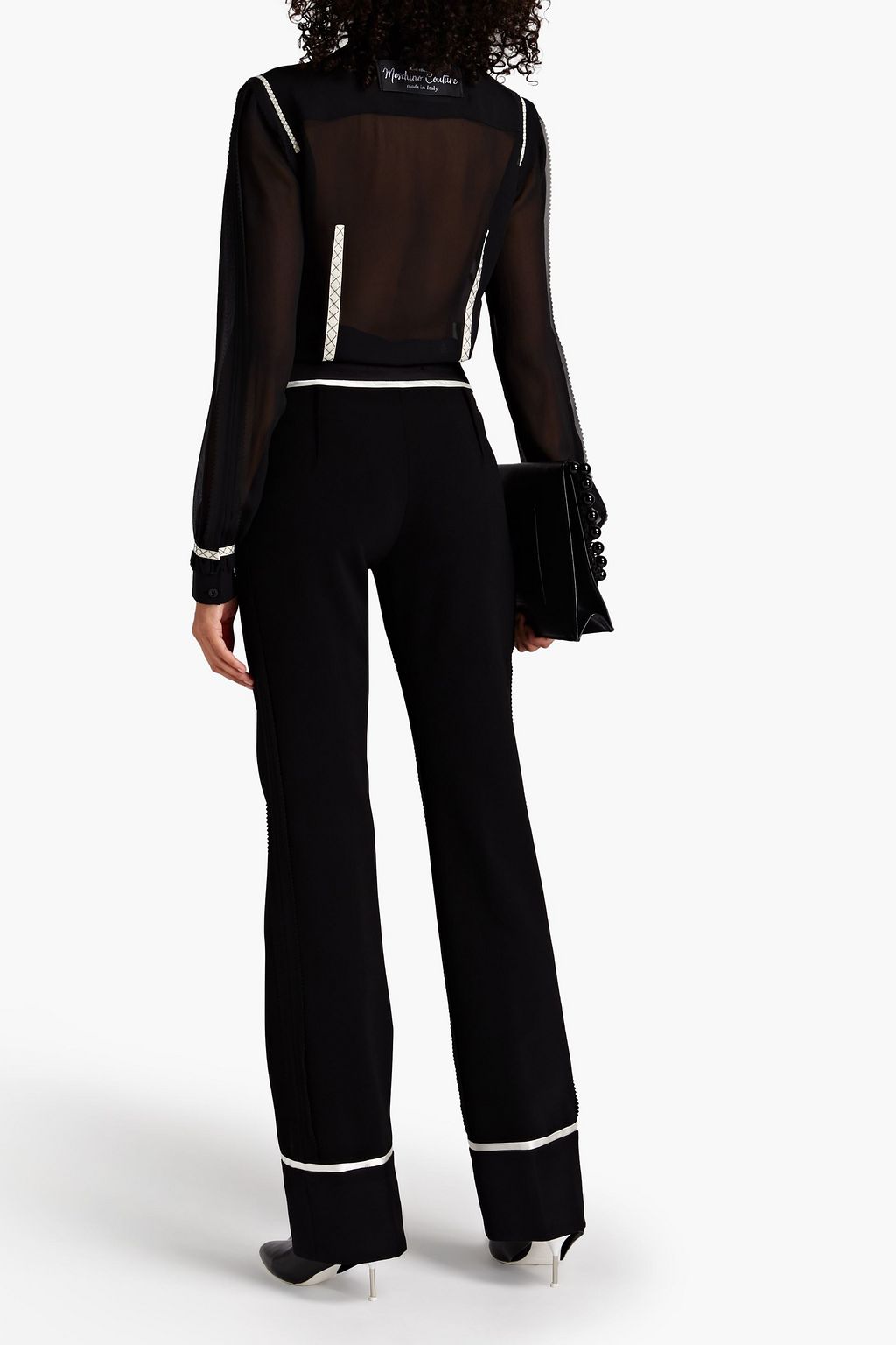 MOSCHINO Satin-trimmed crepe straight-leg pants