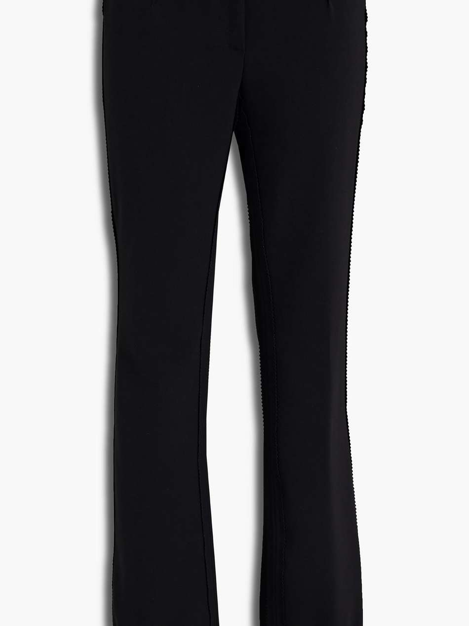 satin-trimmed crepe straight-leg pants
