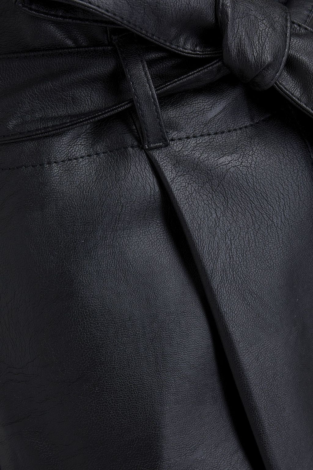 Black Belted pleated faux leather tapered pants | PHILOSOPHY DI LORENZO ...